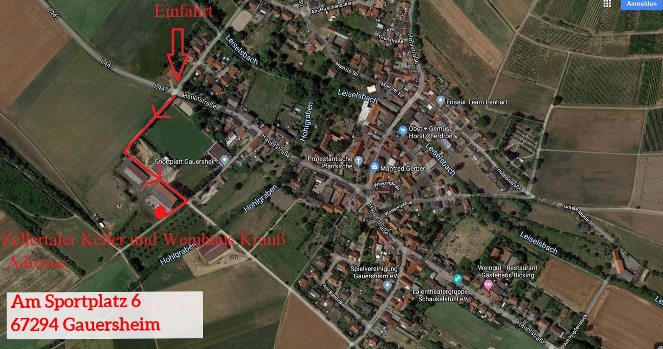 Anfahrt zum Zellertaler Keller und Weinhaus Krauss